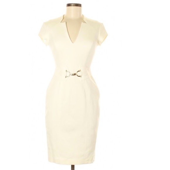 Cache Ivory Casual Formal Dress Sz 0 - Picture 2 of 3